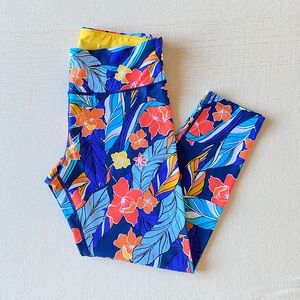 CALVIN KLEIN Performance Wick Tropical Floral Print Leggings | Size L